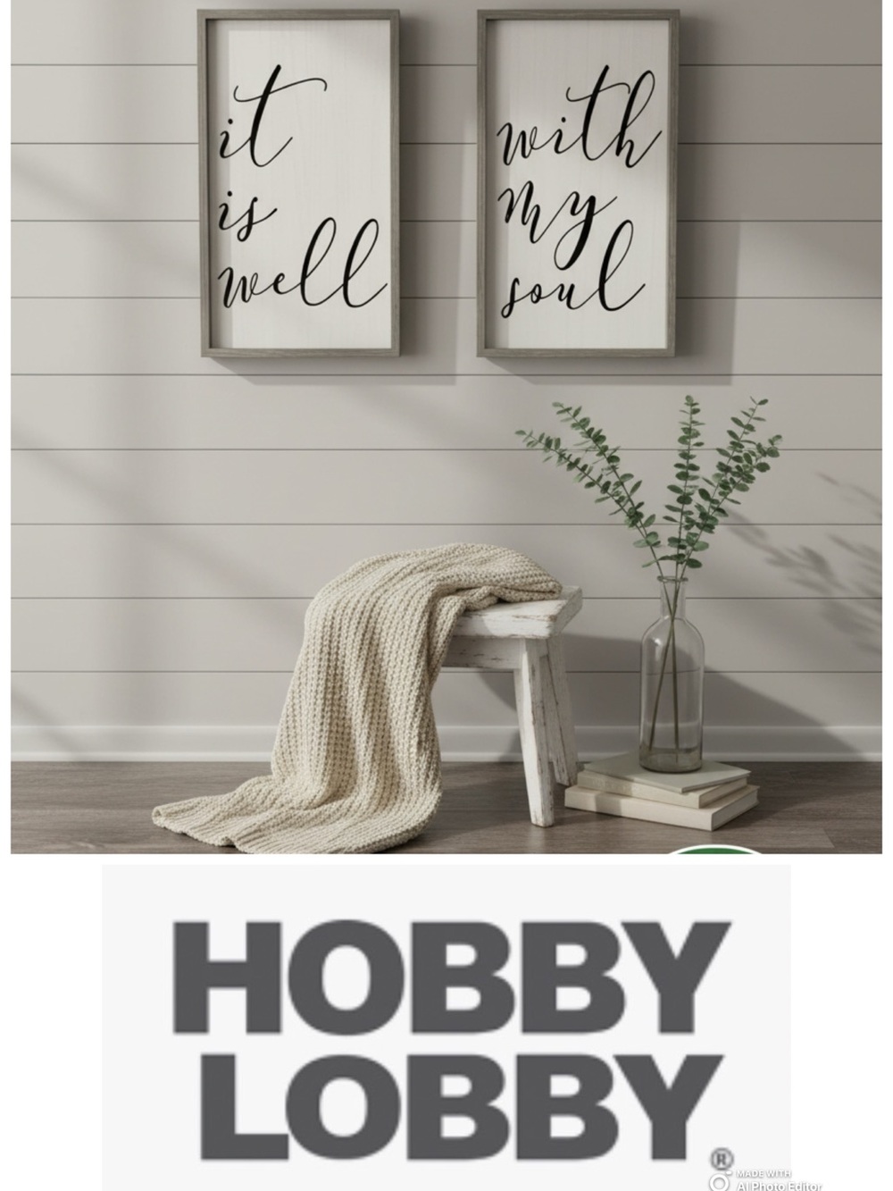 Hobby Lobby Black Script on White Framed Inspirational Wall Art Set